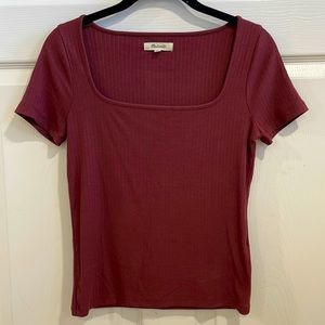Madewell square neck ribbed blouse size XS